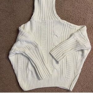 Turtleneck White Cable Knit Sweater